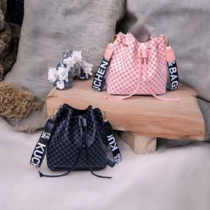 🆕 Small Bucket Bag, Vegan Leather Shoulder Bag, Drawstring Strap Mini Tote Bag